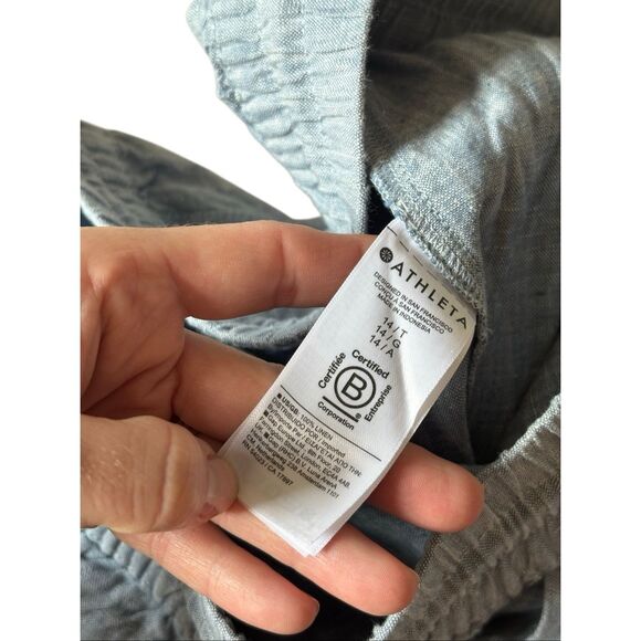 Athleta Retreat Linen Jogger Pants Chambray Blue Size 14 Tall - Picture 8 of 8